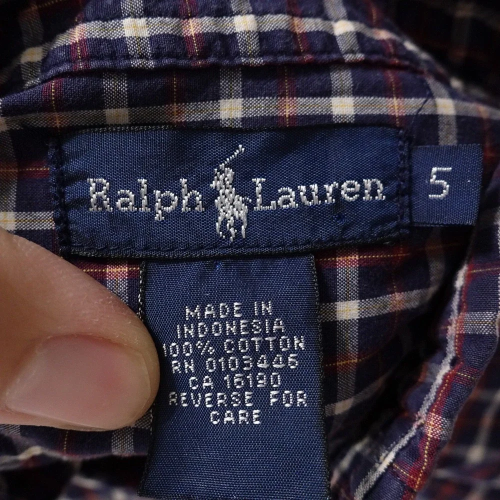 POLO RALPH LAUREN‎ LONG SLEEVE CHECK BUTTON DOWN SHIRT YOUTH BOYS SIZE 5